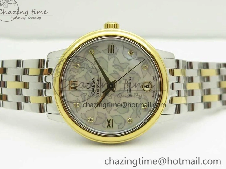 0512 Versatile De Ville Prestige Ladies 32.7mm SS MKF 1:1 Best Edition White MOP Dial Roman Markers on SS YG Bracelet MIYOTA 7967